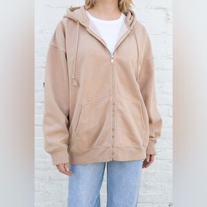 Brandy Melville John Galt Tan Zip Up Hoodie